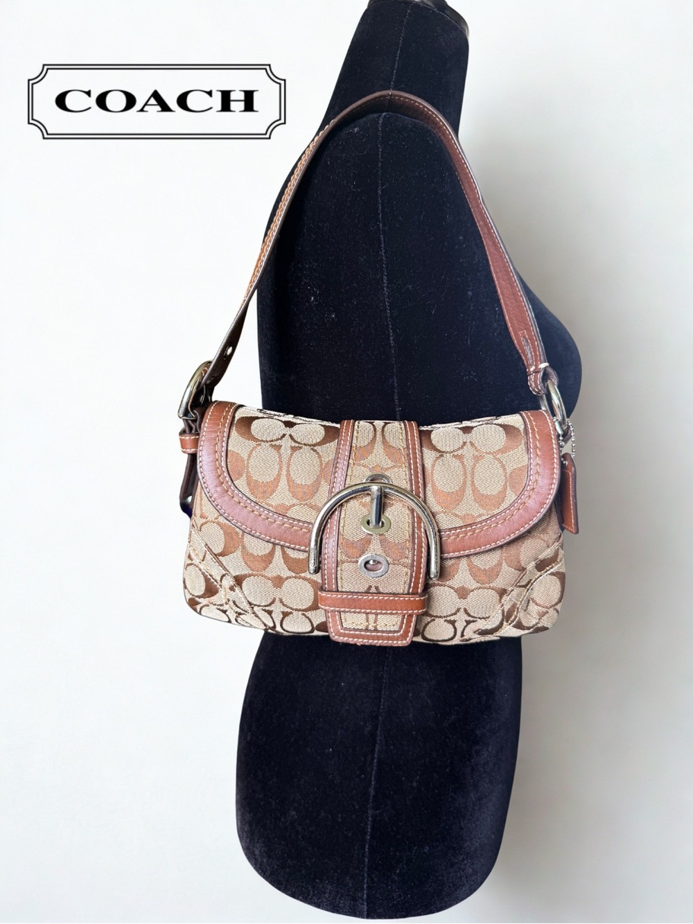 Vintage Coach Soho Signature Canvas Flap Shoulder Bag Brown 10296 Y2K